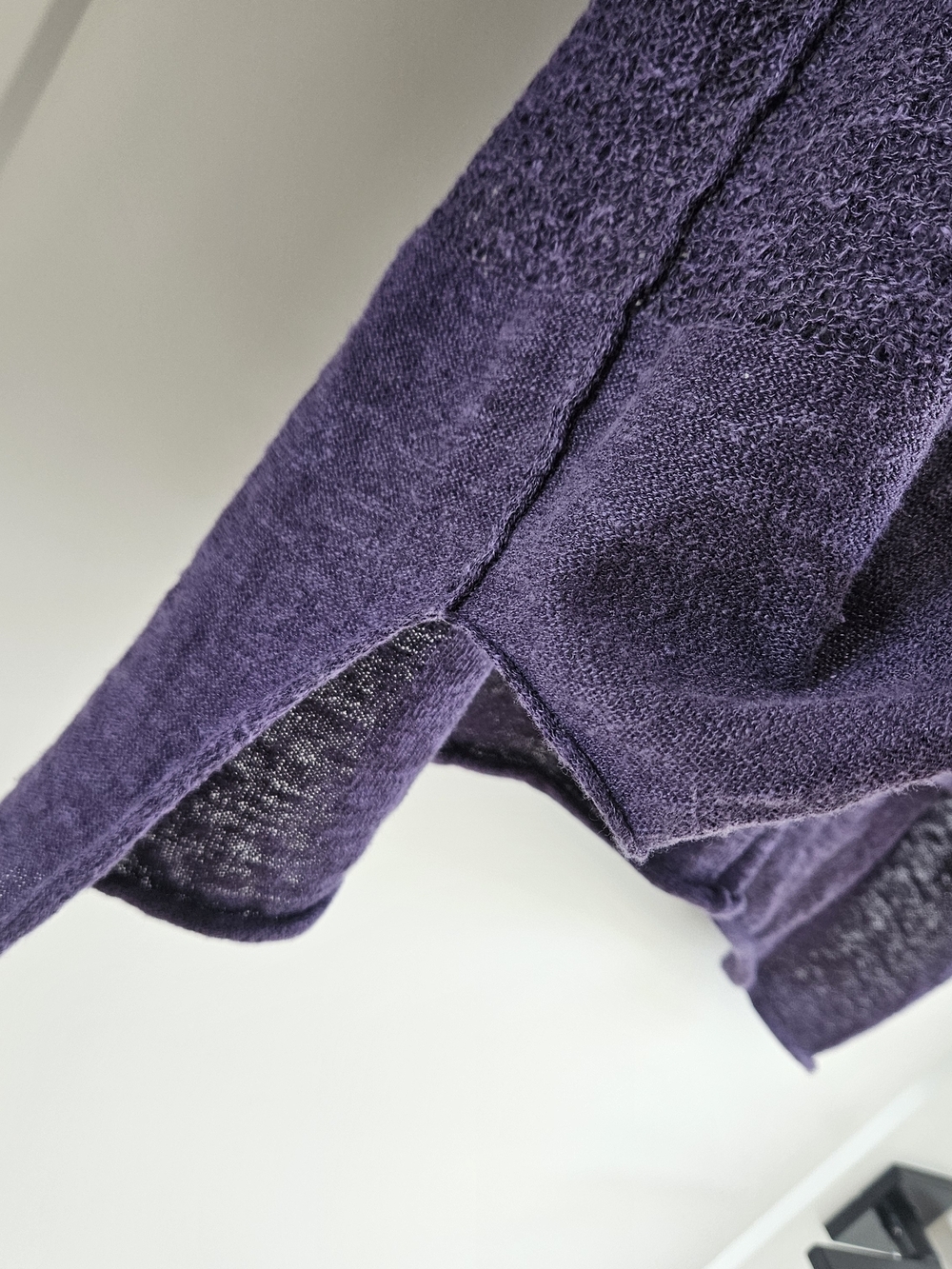 Free People Deep Purple Open-Knit Henley Tunic Oversized Medium Long Sleeve - Picture 4 of 6